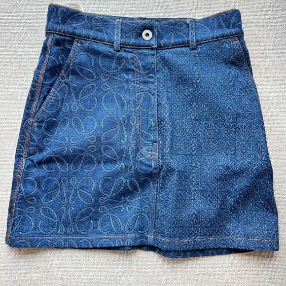 Authentic Loewe logo denim skirt size 34 / US 0/2 - Picture 1 of 5